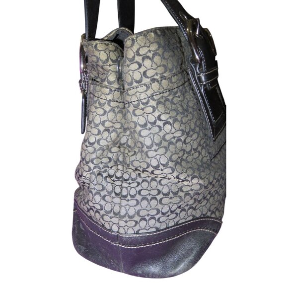 Coach 2008 Y2K Soho Black & Gray Jacquard Signature Satchel Tote Bag F10928 - Picture 4 of 12